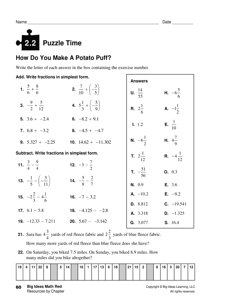2 2 Puzzle Time Answer Key Fill Out Sign Online DocHub Math Worksheet Answers