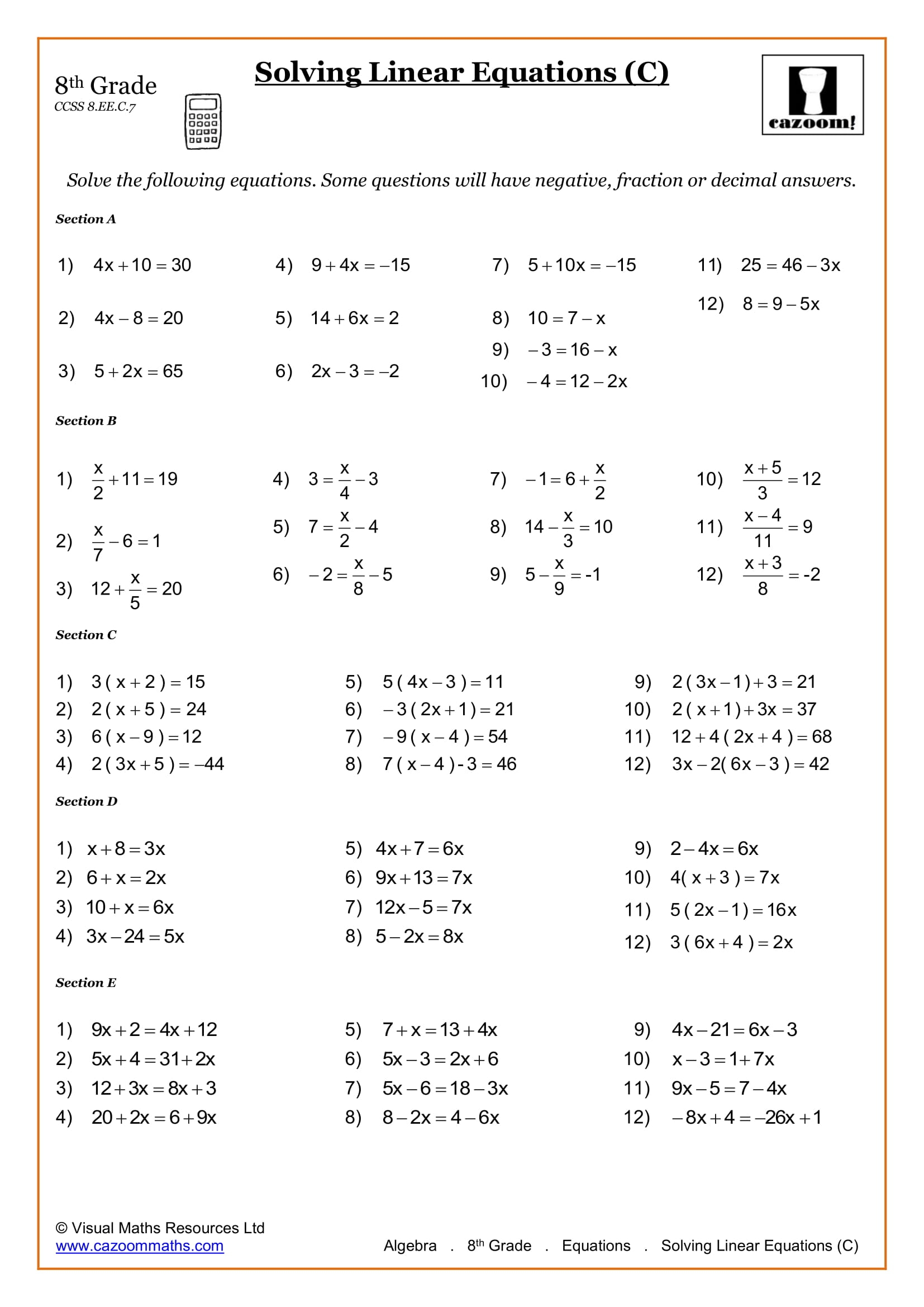 8th Grade Math Worksheets Printable PDF Worksheets Math Worksheet Answers