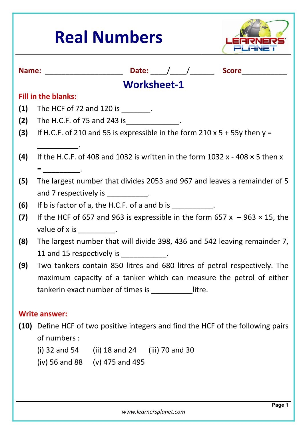 cbse-class-x-mathematics-real-numbers-worksheets-math-worksheet-answers