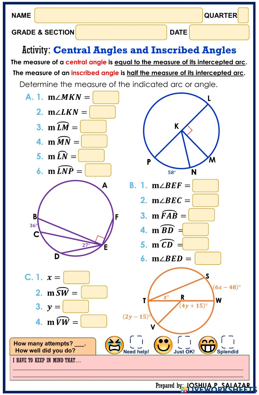 central-angles-and-inscribed-angles-worksheet-math-worksheet-answers