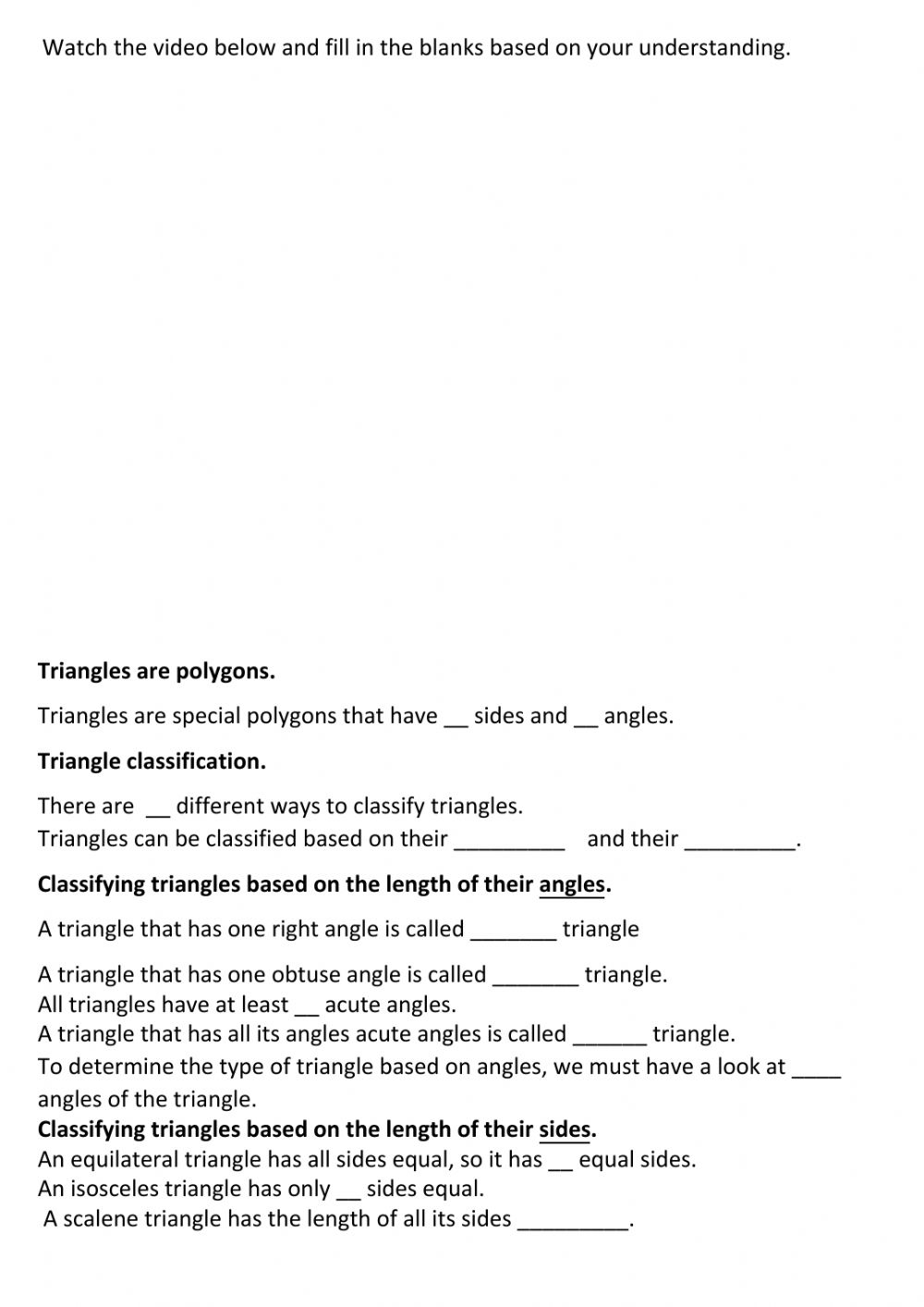 Classifying Triangles Interactive Worksheet Math Worksheet Answers