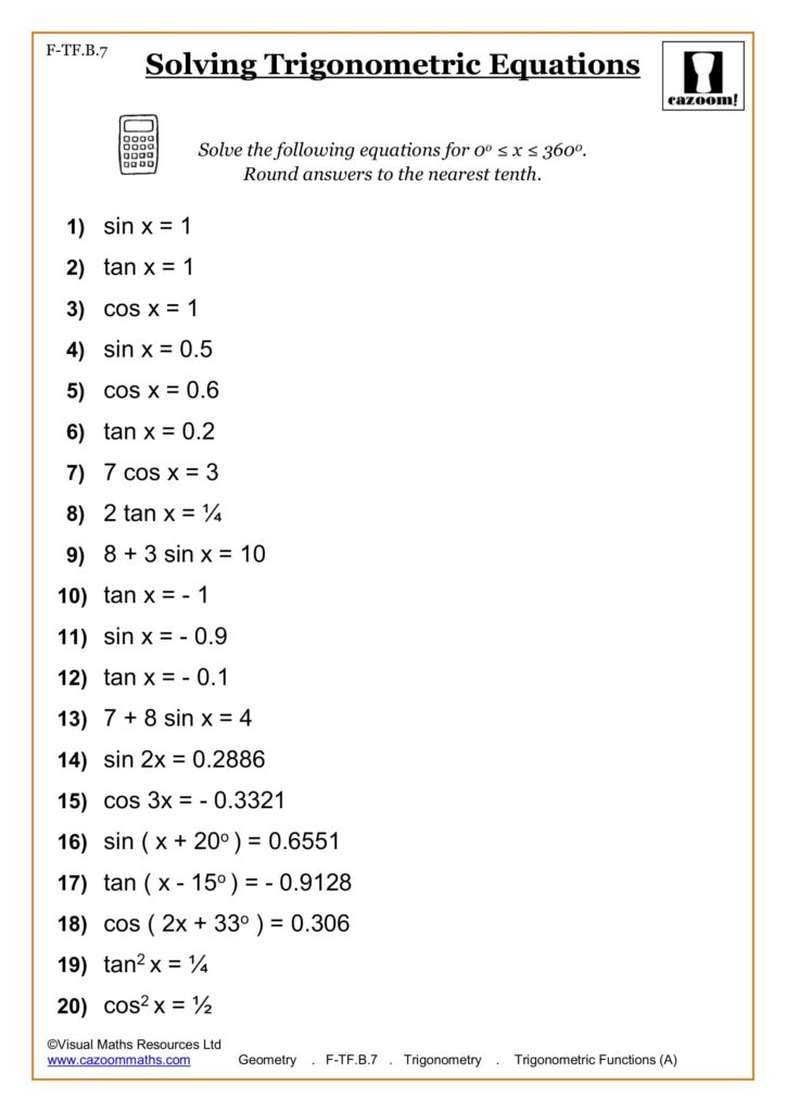 High School Math Worksheets Math Worksheets PDF