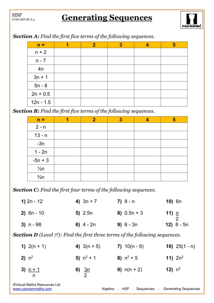 High School Math Worksheets With Answers Pdf