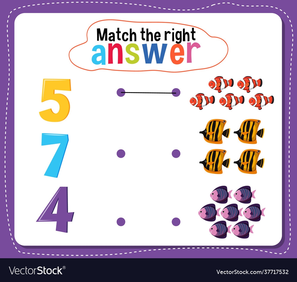match-right-answer-math-worksheet-for-kids-vector-image-math-worksheet-answers