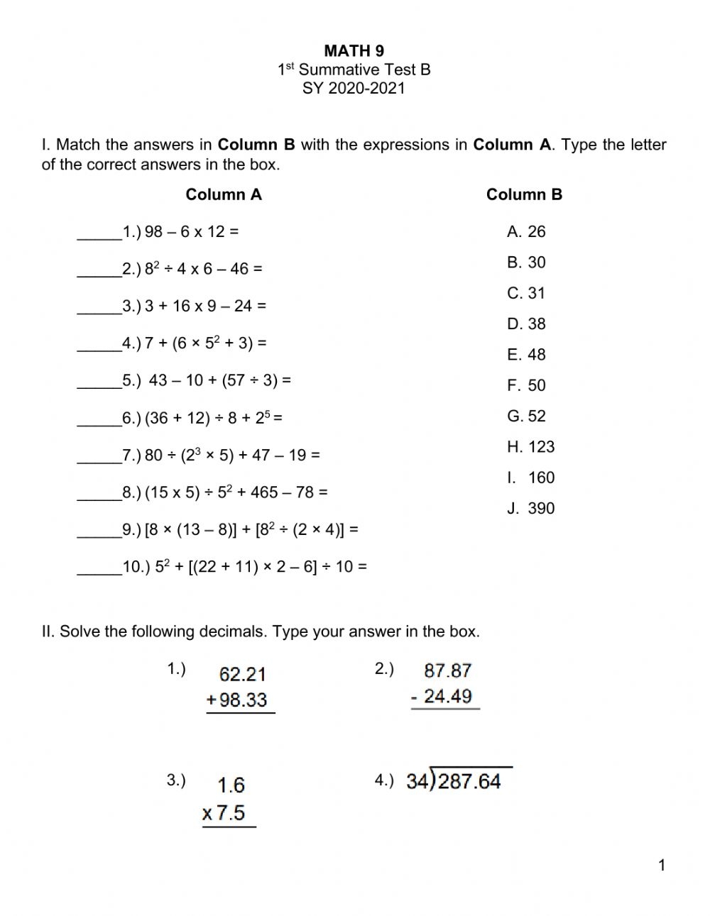 math-9-1st-qtr-summative-test-b-worksheet-math-worksheet-answers