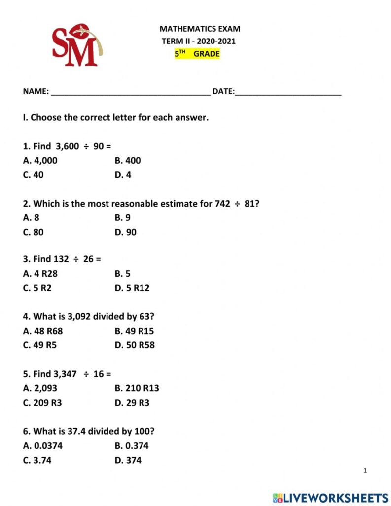 D 29 Math Worksheet Answers Math Worksheet Answers