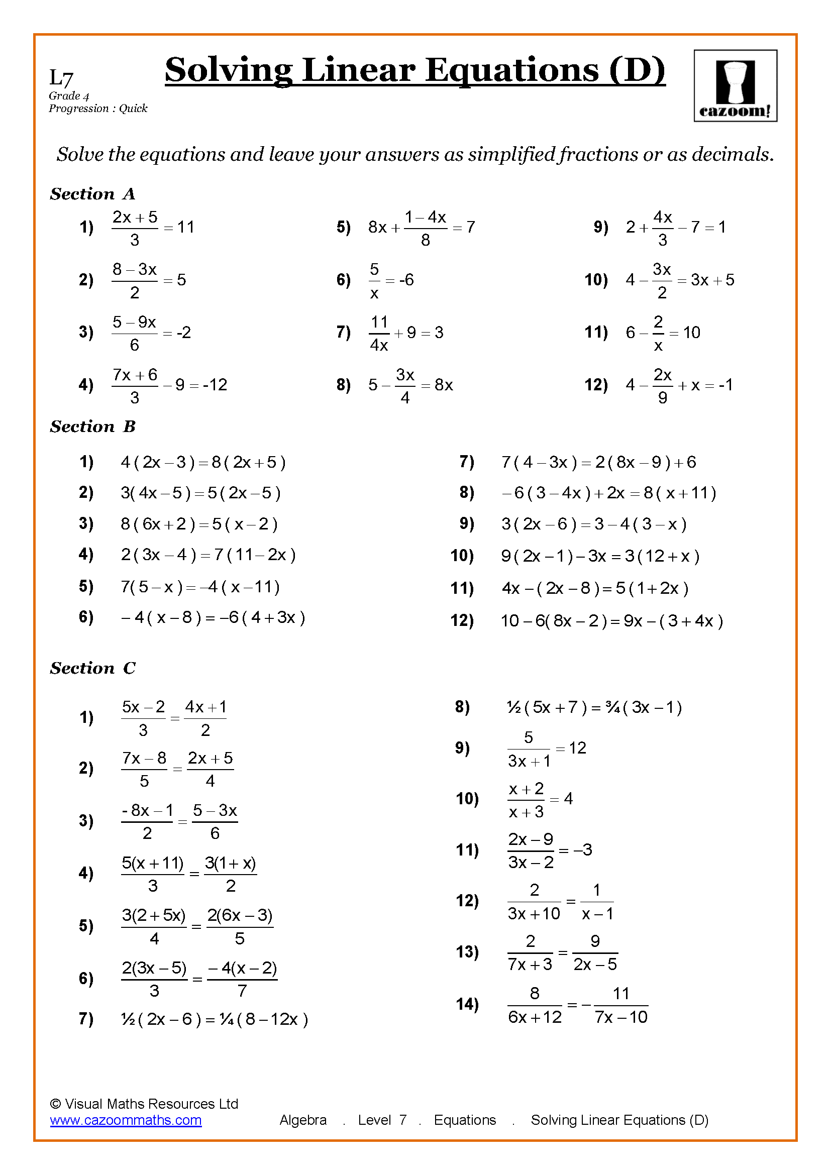 Maths Worksheets KS3 KS4 Printable PDF Worksheets Math Worksheet Answers