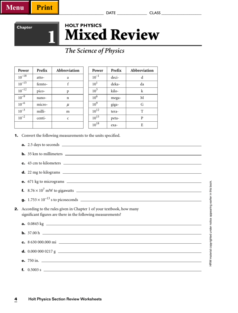 Mixed Review Math Worksheet Answers