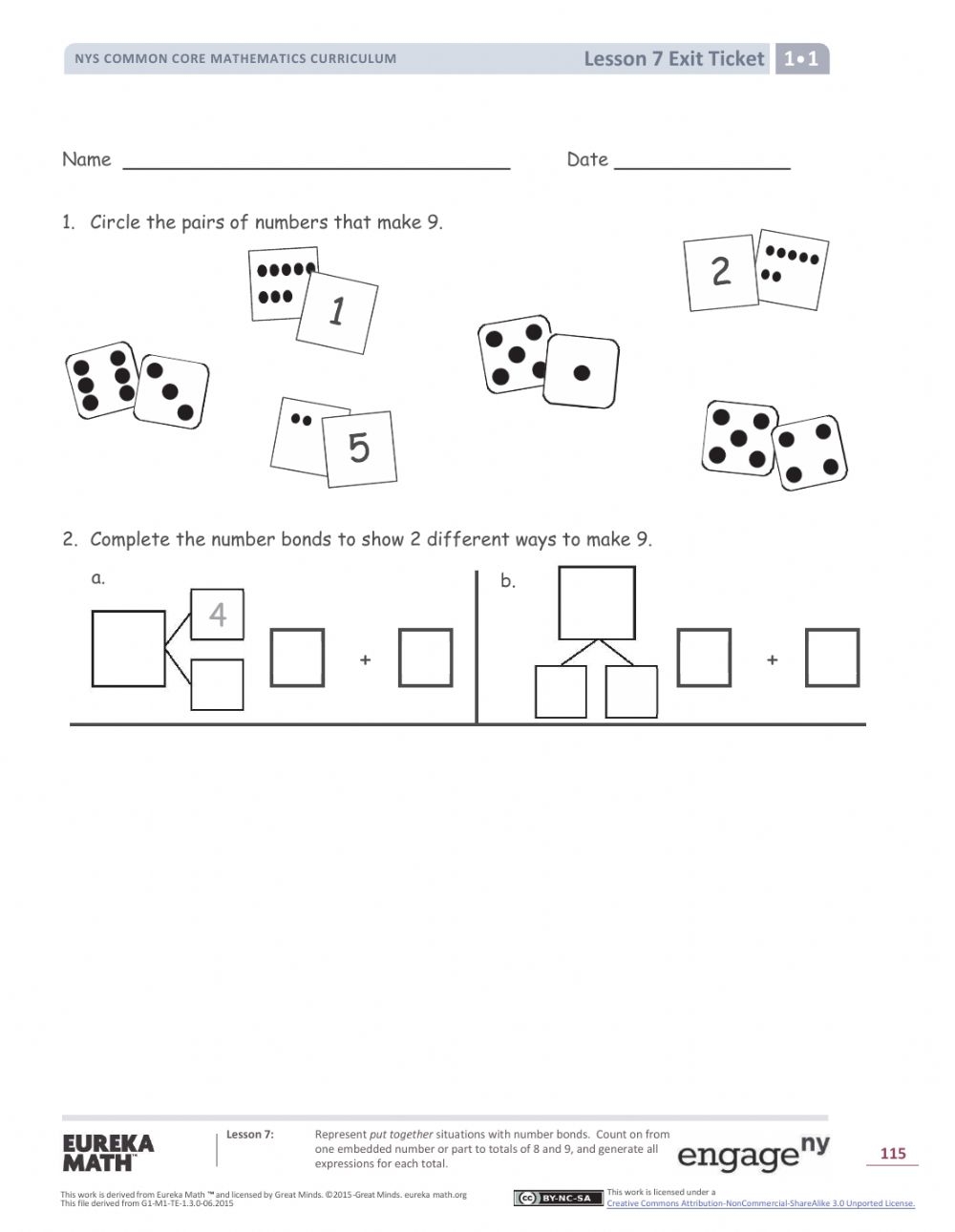 Module 1 Lesson 7 Exit Ticket Worksheet Math Worksheet Answers