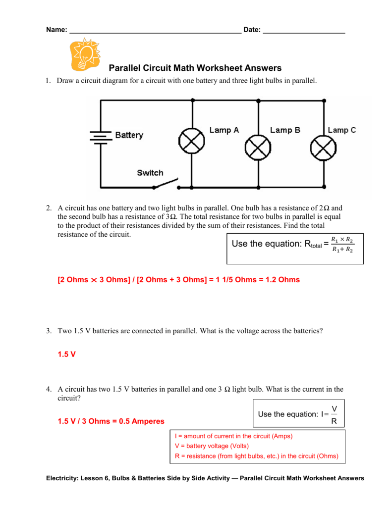 Parallel Circuit Math Worksheet Answers Math Worksheet Answers