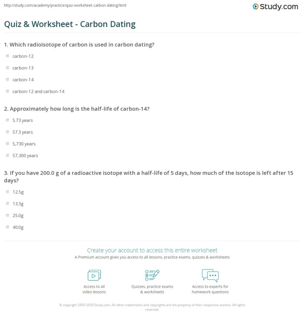 Carbon Dating Math Worksheet