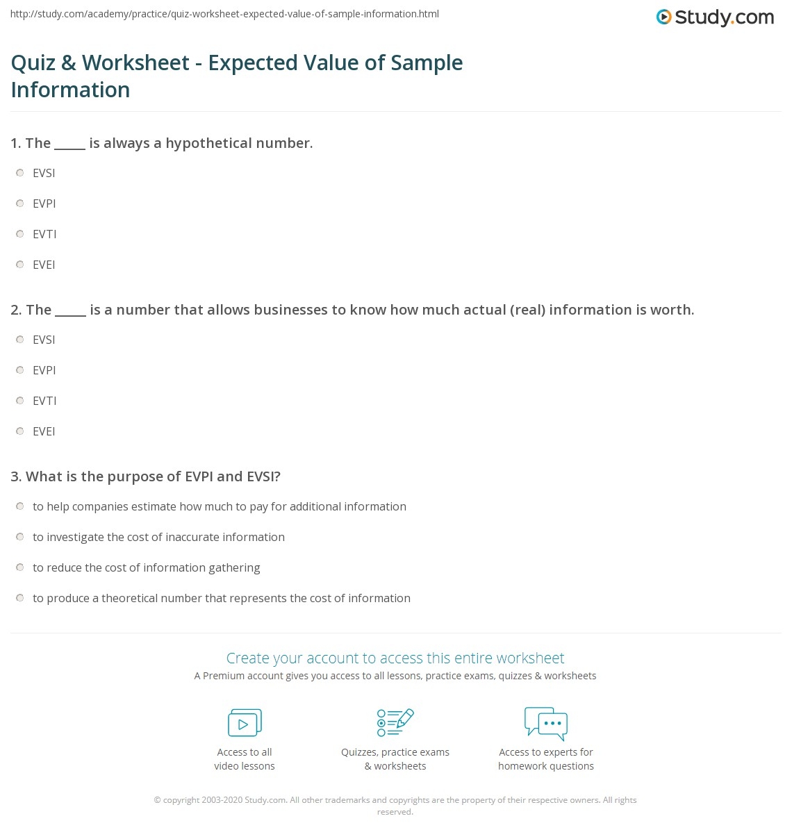 quiz-worksheet-expected-value-of-sample-information-study-math-worksheet-answers