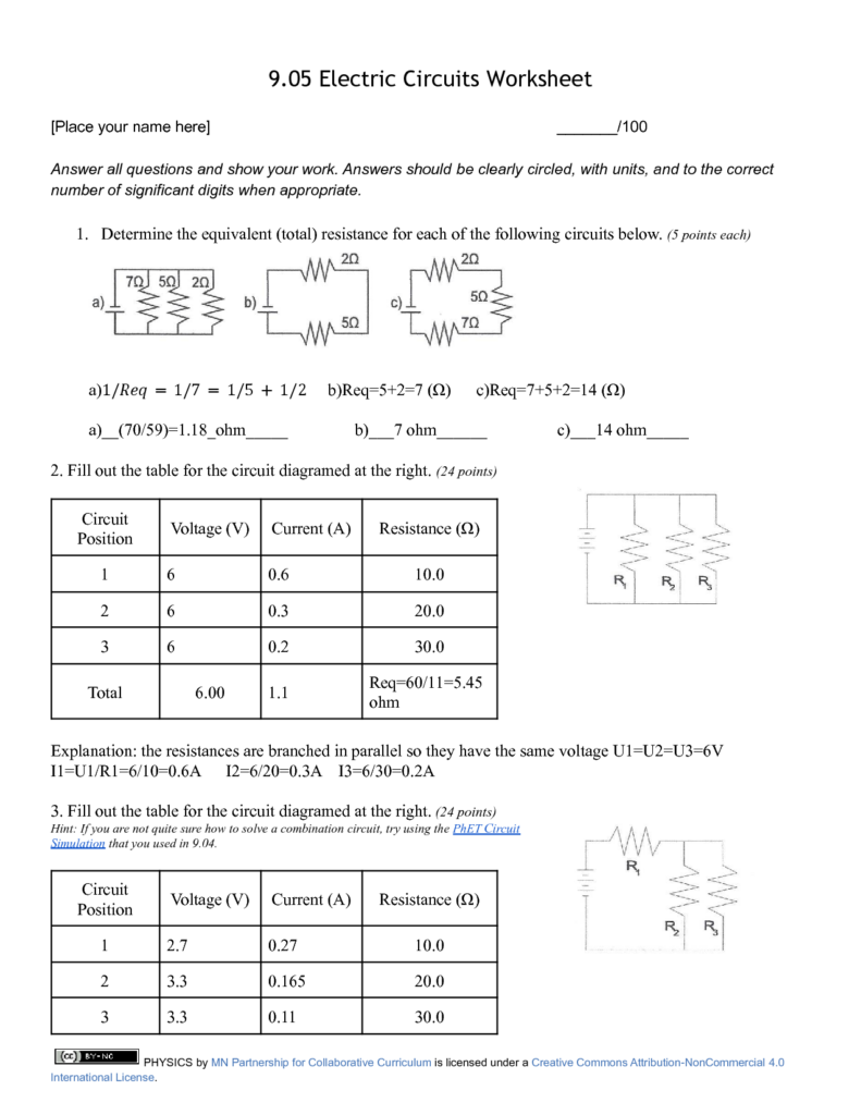 Circuit Math Worksheet Answers Math Worksheet Answers