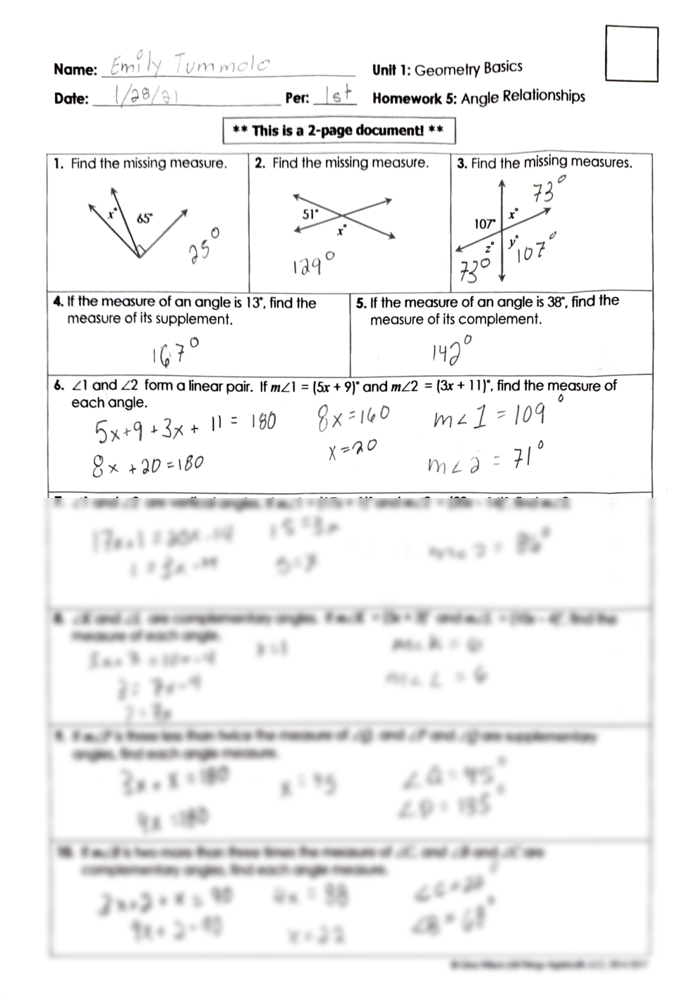 solution-unit-1-angle-relationship-geometry-basics-worksheet-studypool-math-worksheet-answers