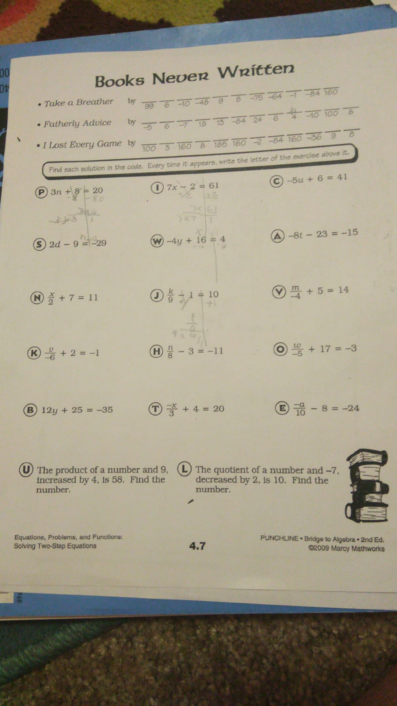 Books Never Written Math Worksheet Answers Take A Breather