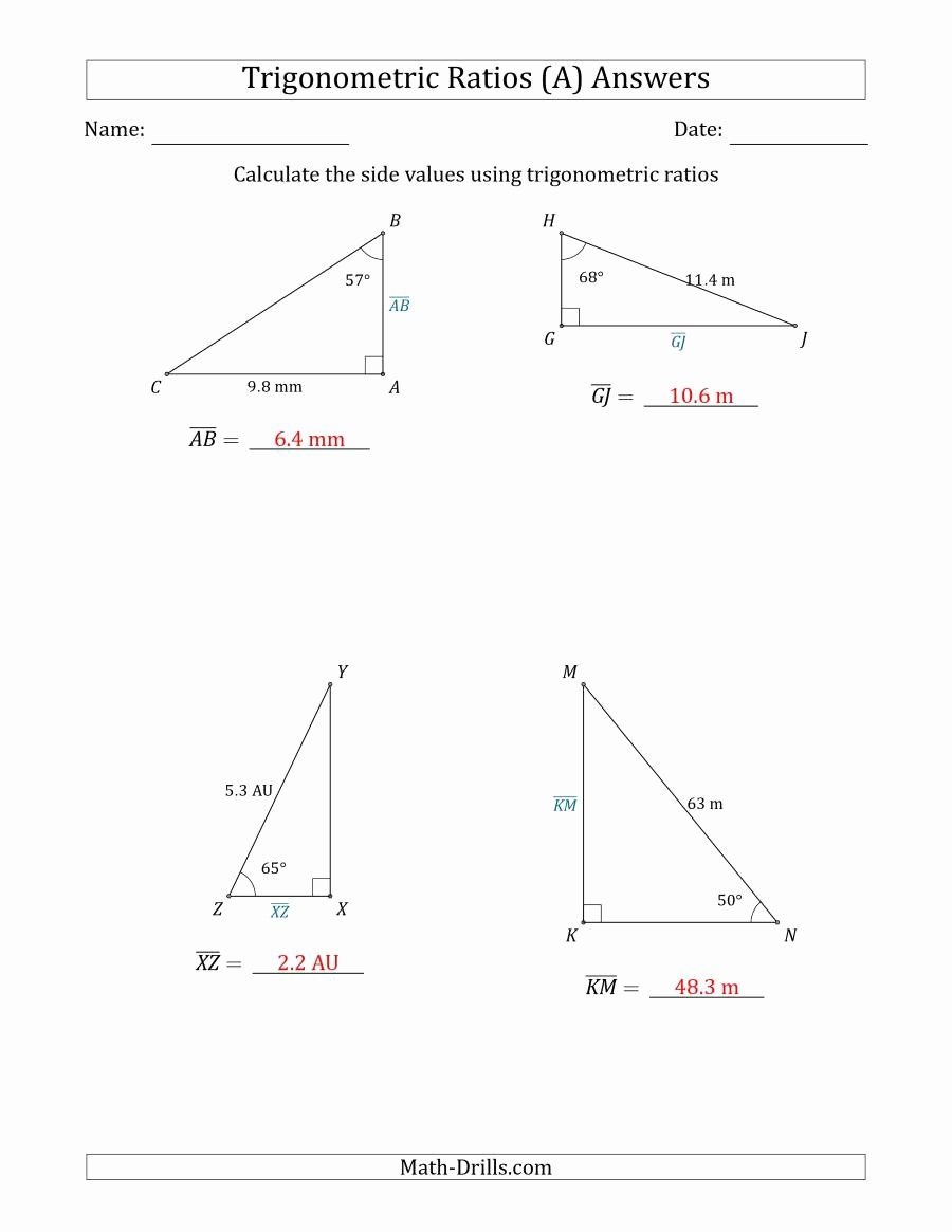 Inverse Trigonometric Ratios Worksheet Answers Math Aids