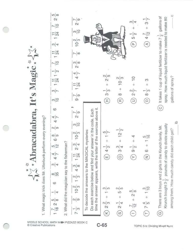 Abracadabra It s Magic Math Worksheet Answers With Work Math Worksheet Answers