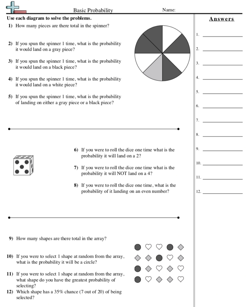 Math Antics Basic Probability Worksheet Answers Math Worksheet Answers
